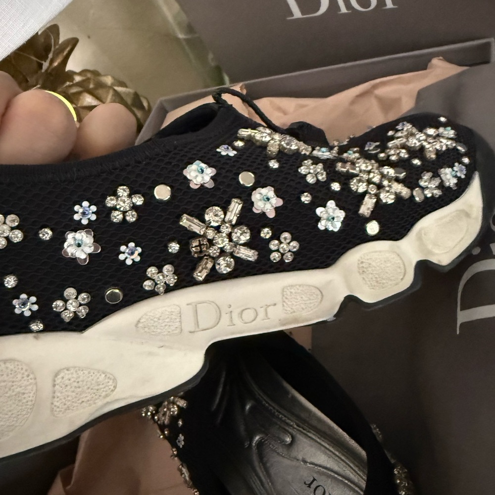 Dior Black Sparkle Sneakers - Picture 5 of 6